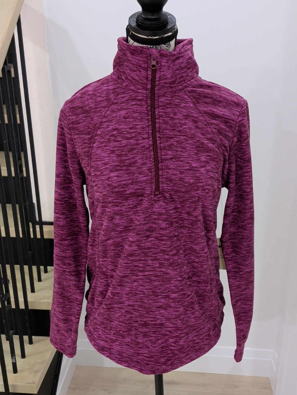 ST. JOHN'S BAY | Women's Deep Ruby  Fuchsia Pullover Fleece Sweater